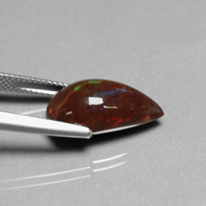 Ópalo de fuego multicolor natural de 5,89 ct, en forma de pera, opaco