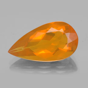 Ópalo de fuego naranja natural de 5,47 ct, en forma de pera, transparente