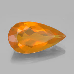 Ópalo de fuego naranja natural de 5,47 ct, en forma de pera, transparente