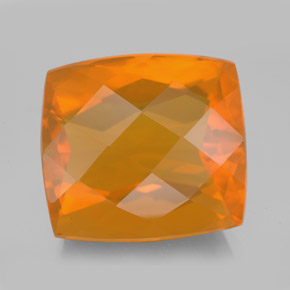 Ópalo de fuego naranja natural de 13,56 ct, corte cojín, transparente