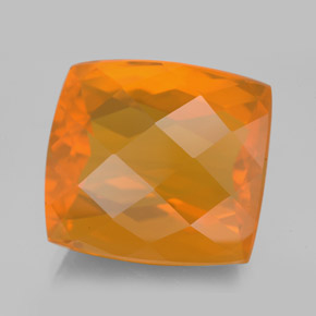 Ópalo de fuego naranja natural de 13,56 ct, corte cojín, transparente