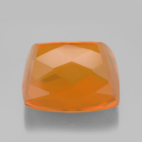 Ópalo de fuego naranja natural de 13,56 ct, corte cojín, transparente
