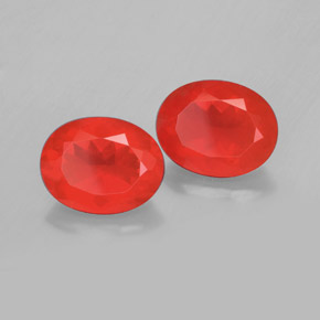 Gemas de Ópalo de fuego Naranja rojizo natural de  ct, Corte Óvalo, Transparente