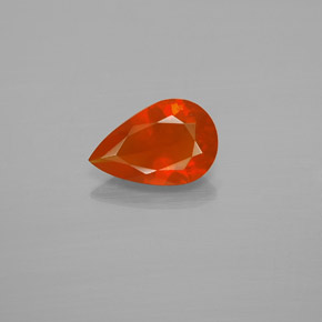 Ópalo de fuego Naranja rojizo natural de 0.72 ct, En forma de pera, Transparente