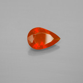 Ópalo de fuego Naranja rojizo natural de 0.72 ct, En forma de pera, Transparente