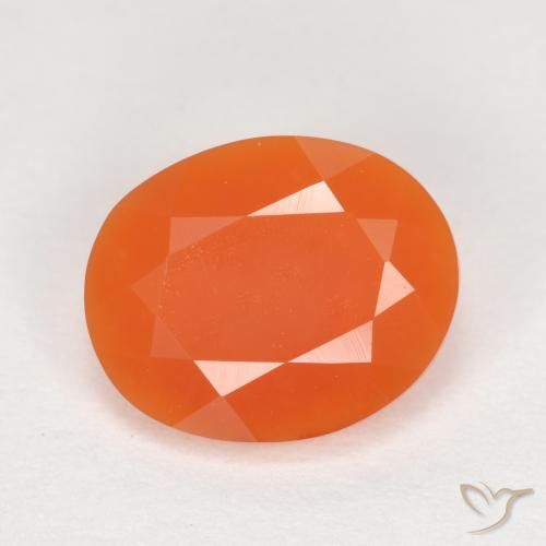 Ópalo de fuego Naranja medio natural de 1.18 ct, Corte Óvalo, Transparente