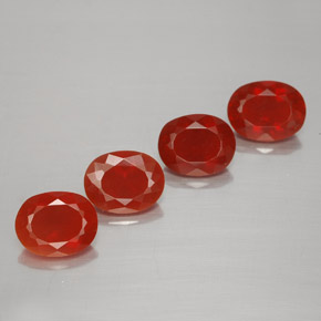 Gemas de ópalo de fuego rojo natural de 3,67 ct, corte óvalo, transparente