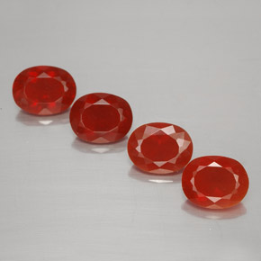 Gemas de ópalo de fuego rojo natural de 3,67 ct, corte óvalo, transparente