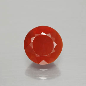 Ópalo de fuego Naranja rojizo natural de 1.37 ct, Corte Redondo, Transparente