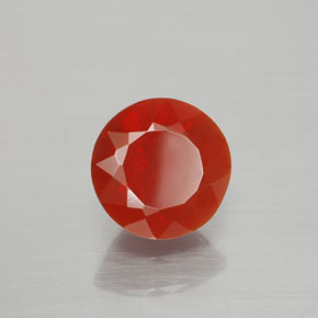 Ópalo de fuego Naranja rojizo natural de 1.37 ct, Corte Redondo, Transparente