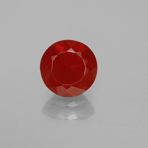 Ópalo de fuego naranja natural de 1,53 ct, corte redondo, transparente
