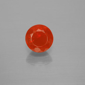 Ópalo de fuego naranja natural de 1,02 ct, corte redondo, transparente