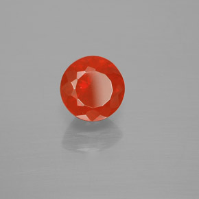 Ópalo de fuego naranja natural de 1,02 ct, corte redondo, transparente