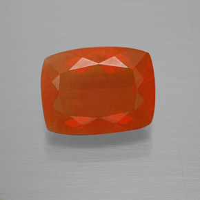 Ópalo de fuego naranja natural de 3,70 ct, corte cojín, transparente