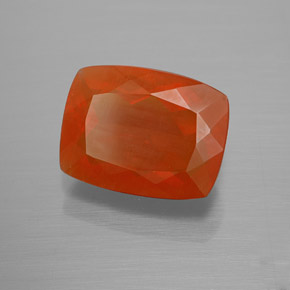 Ópalo de fuego naranja natural de 3,70 ct, corte cojín, transparente