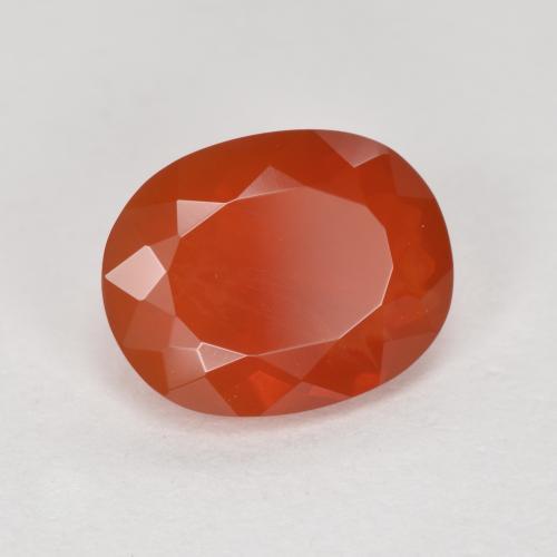Ópalo de fuego Roja Anaranjada natural de 1.32 ct, Corte Óvalo, Transparente