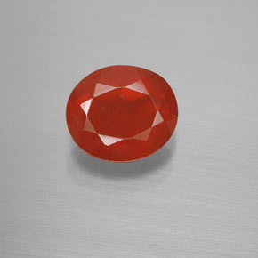 Ópalo de fuego naranja natural de 2,24 ct, corte óvalo, transparente