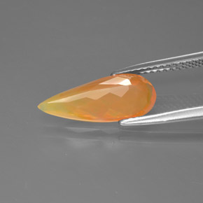 Ópalo de fuego naranja natural de 1,64 ct, en forma de pera, transparente