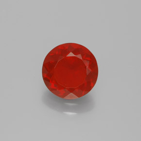 Ópalo de fuego Naranja rojizo natural de 0.95 ct, Corte Redondo, Transparente