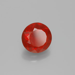 Ópalo de fuego Naranja rojizo natural de 0.95 ct, Corte Redondo, Transparente