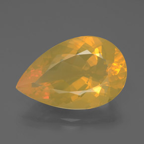 Ópalo de fuego amarillo natural de 10,72 ct, en forma de pera, transparente