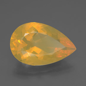 Ópalo de fuego amarillo natural de 10,72 ct, en forma de pera, transparente