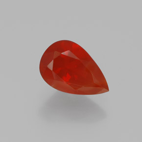 Ópalo de fuego Naranja rojizo natural de 0.98 ct, En forma de pera, Transparente
