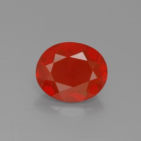 Ópalo de fuego naranja natural de 1,24 ct, corte óvalo, transparente