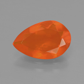 Ópalo de fuego naranja natural de 1,46 ct, en forma de pera, transparente