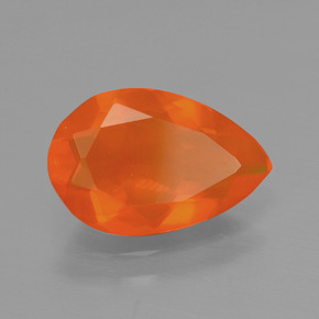 Ópalo de fuego naranja natural de 1,46 ct, en forma de pera, transparente
