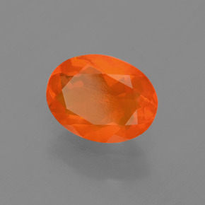 Ópalo de fuego Naranja natural de 0.93 ct, Corte Óvalo, Transparente