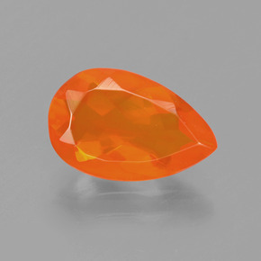 Ópalo de fuego Naranja natural de 1.22 ct, En forma de pera, Transparente