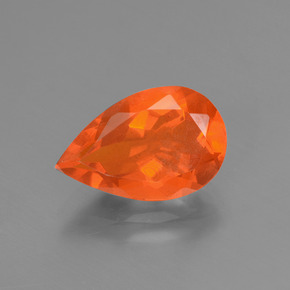 Ópalo de fuego naranja natural de 1,65 ct, en forma de pera, transparente