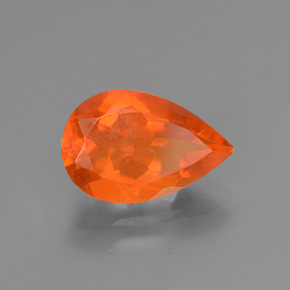 Ópalo de fuego naranja natural de 1,65 ct, en forma de pera, transparente