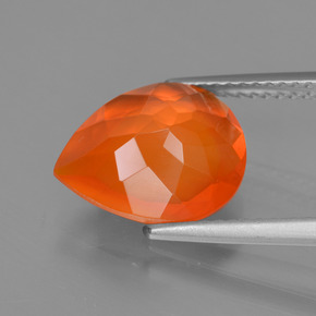 Ópalo de fuego naranja natural de 2,04 ct, en forma de pera, transparente