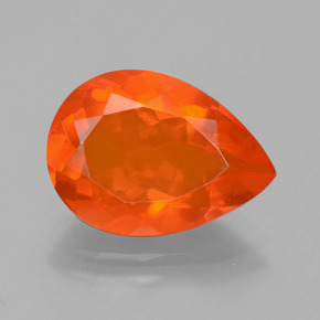 Ópalo de fuego naranja natural de 3,23 ct, en forma de pera, transparente