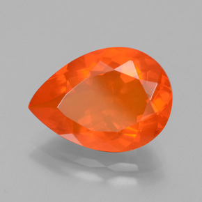 Ópalo de fuego naranja natural de 3,23 ct, en forma de pera, transparente