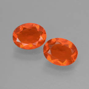 Gemas de ópalo de fuego naranja natural de  ct, corte óvalo, transparente