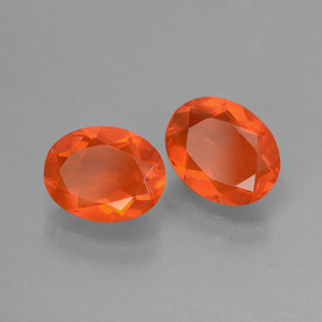 Gemas de ópalo de fuego naranja natural de  ct, corte óvalo, transparente