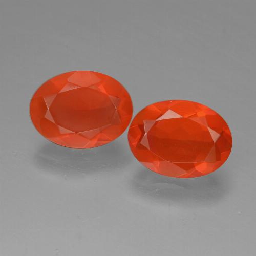 Gemas de ópalo de fuego naranja natural de 1,23 ct, corte óvalo, transparente