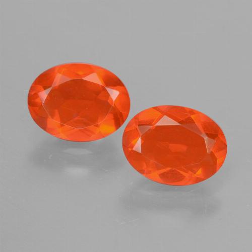 Gemas de Ópalo de fuego Naranja rojizo oscuro natural de 1.39 ct, Corte Óvalo, Transparente