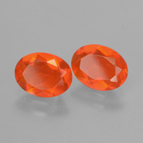 Gemas de Ópalo de fuego Naranja rojizo oscuro natural de 1.39 ct, Corte Óvalo, Transparente