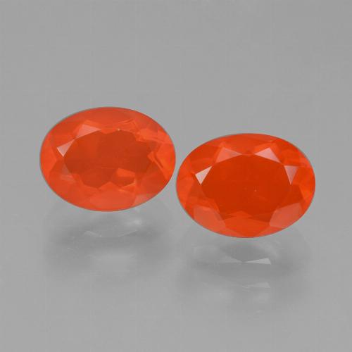Gemas de Ópalo de fuego Naranja fuego natural de 1.55 ct, Corte Óvalo, Transparente