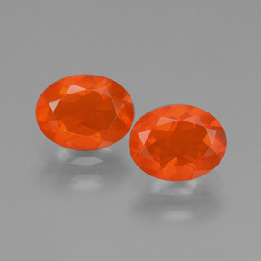 Gemas de ópalo de fuego naranja natural de 1,40 ct, corte óvalo, transparente