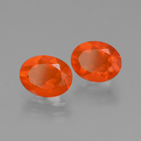 Gemas de ópalo de fuego naranja natural de 1,40 ct, corte óvalo, transparente