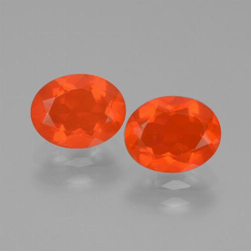 Gemas de Ópalo de fuego Naranja rojizo oscuro natural de 1.41 ct, Corte Óvalo, Transparente