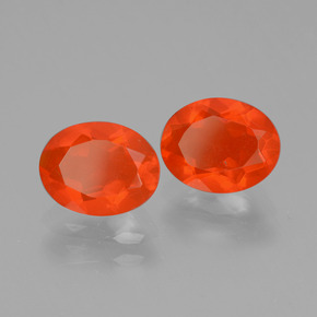 Gemas de Ópalo de fuego Naranja rojizo oscuro natural de 1.41 ct, Corte Óvalo, Transparente