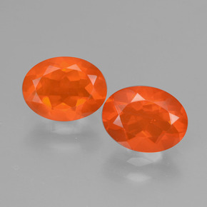 Gemas de ópalo de fuego naranja natural de 1,57 ct, corte óvalo, transparente