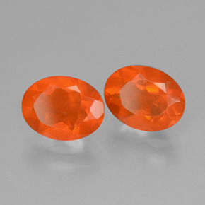 Gemas de ópalo de fuego naranja natural de 1,57 ct, corte óvalo, transparente