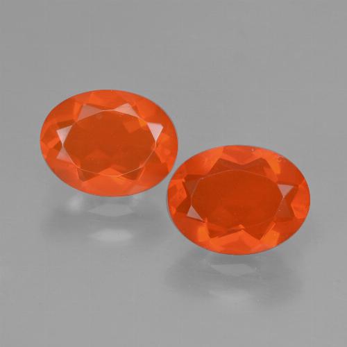 Gemas de ópalo de fuego naranja natural de 1,35 ct, corte óvalo, transparente